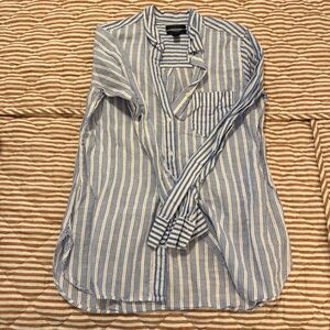 J. Crew Blue Striped Linen Shirt